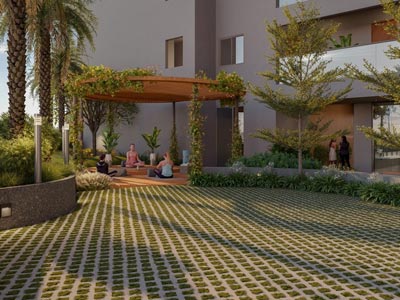 Landscaped gardens and children's play area