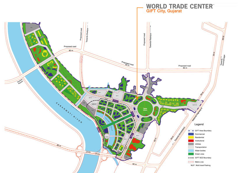 Map showing WTC GIFT City location in Gandhinagar Gujarat