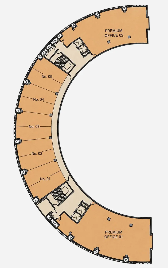 WTC GIFT City Tower A typical office floor plan from 1st to 6th floor