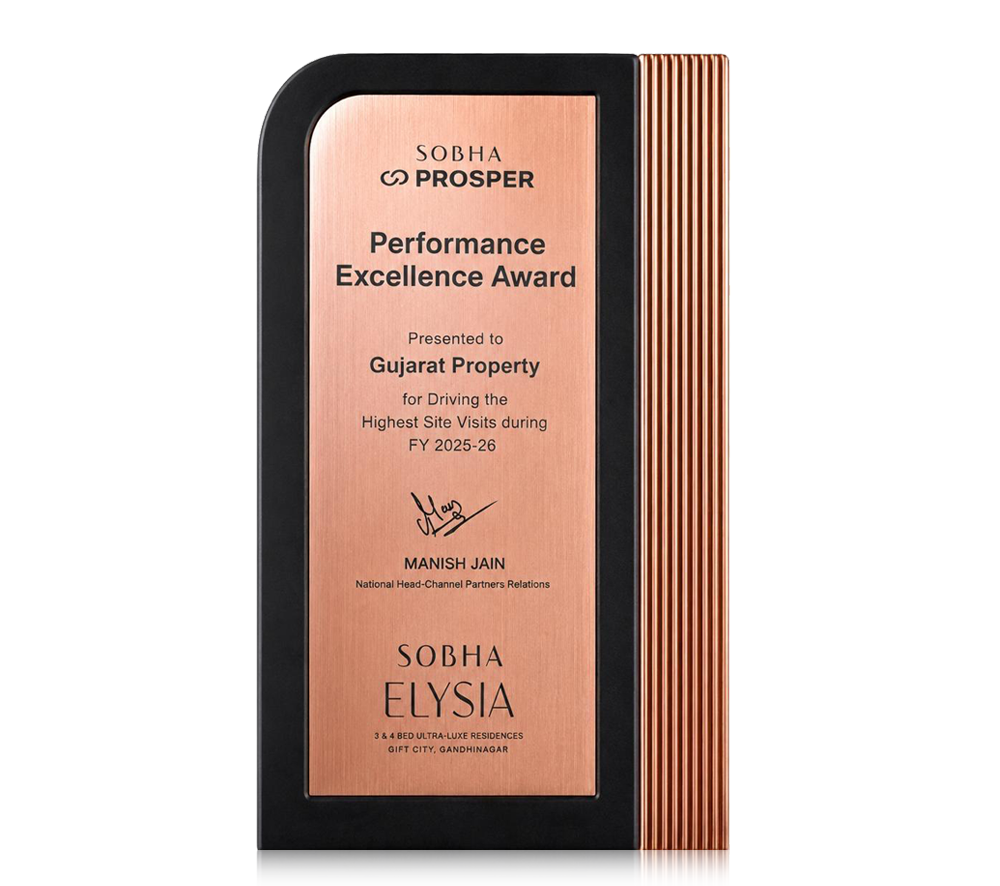 SOBHA Prosper Performance Excellence Award for SOBHA Elysia presented to Gujarat Property